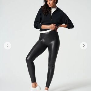 SPANX Shiny Faux Leather Leggings - Black